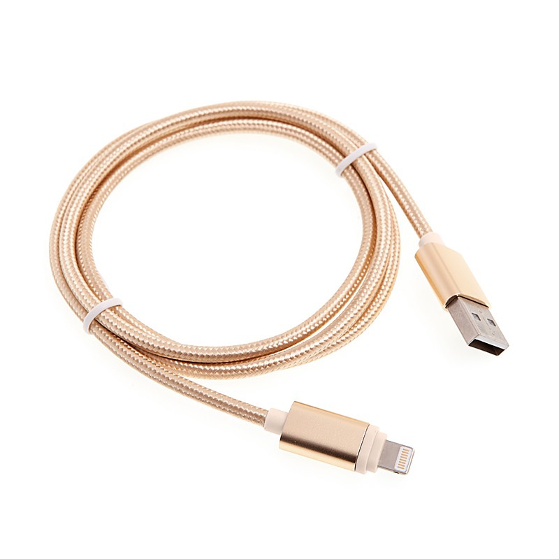 Synchronizační a nabíjecí kabel Lightning pro Apple iPhone / iPad / iPod - nylonový -  zlatý (Champagne) - 1m
