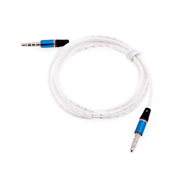 Propojovací audio jack kabel 3,5mm pro Apple iPhone / iPad / iPod a další zařízení - bílo-průhledný - 1m