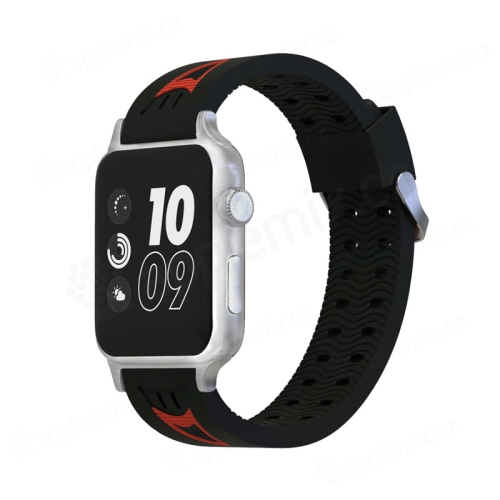 Remienok pre Apple Watch Ultra 49 mm / 45 mm / 44 mm / 42 mm - športový - silikónový - čierny / červený