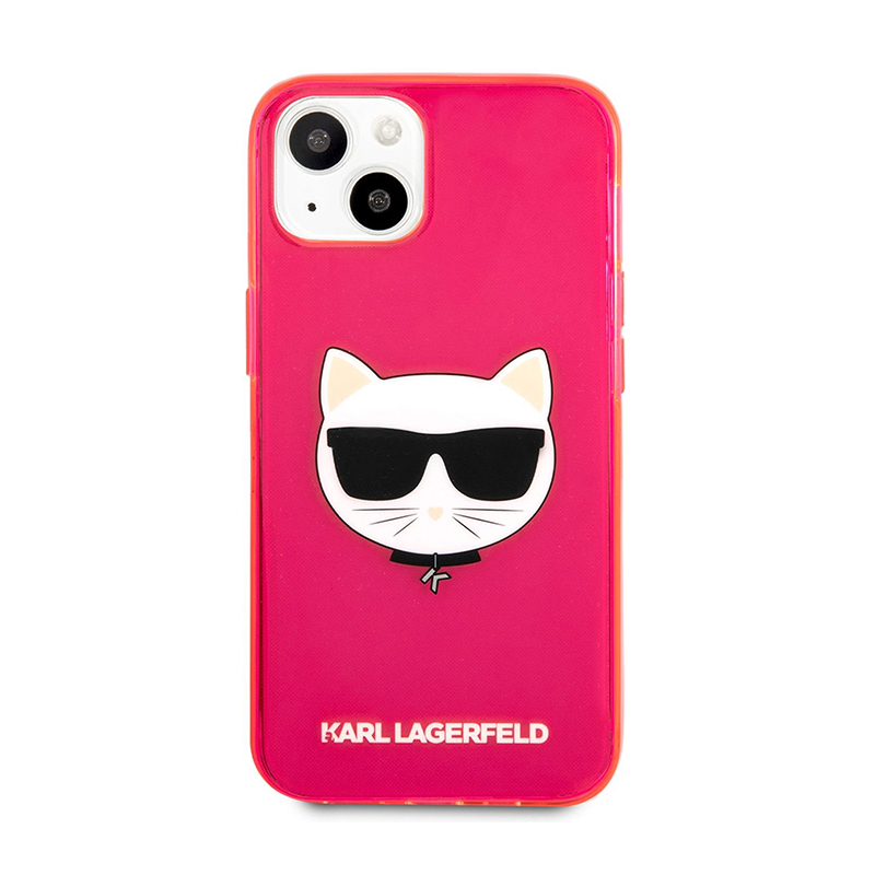 Kryt KARL LAGERFELD pro Apple iPhone 13 mini - hlava Choupette - gumový - růžový