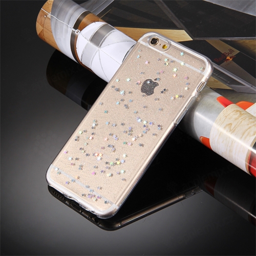 Kryt pro Apple iPhone 6 / 6S - gumový - průhledný / hvězdičky a třpytky