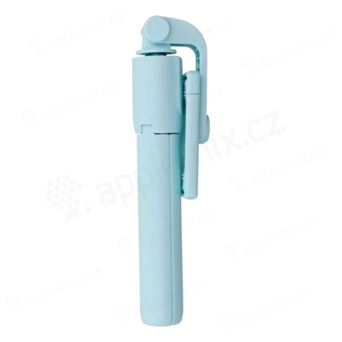 Selfie tyč / stativ / tripod - Bluetooth spoušť - držák telefonu - 70cm - světle modrá