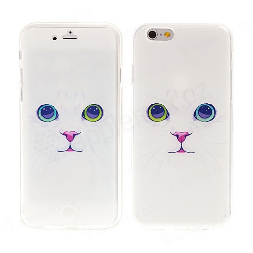 Pouzdro pro Apple iPhone 6 / 6S flipové gumové - bílá kočka