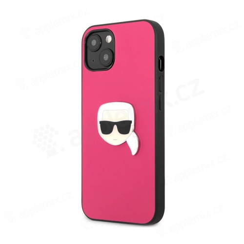 Kryt KARL LAGERFELD pre Apple iPhone 13 mini - umelá koža / kov - hlava Karla - ružový