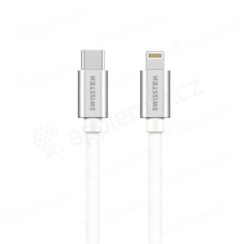 Synchronizační a nabíjecí kabel SWISSTEN MFi - USB-C - Lightning pro Apple zařízení - tkanička - stříbrný - 1,2m