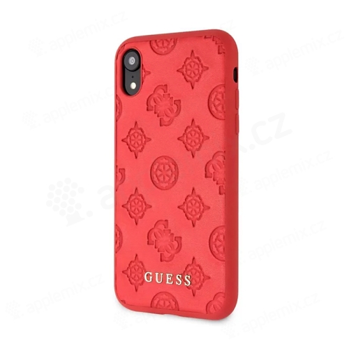 Kryt GUESS Peony pro Apple iPhone Xr - vyražené květinové vzory - červený