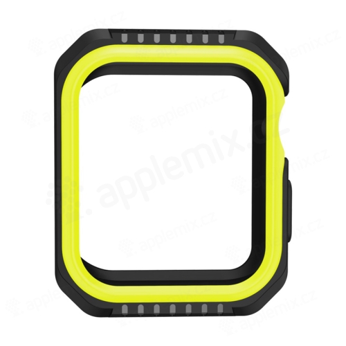 Kryt / puzdro pre Apple Watch 44 mm Series 4 / 5 / 6 / SE- celé telo - plast / silikón - čierna / žltá