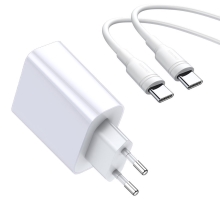 2v1 nabíjecí sada BASEUS pro Apple MacBook / iPad - EU adaptér+ kabel USB-C - 1m - 30W - bílá