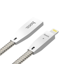 Synchronizační a nabíjecí kabel HOCO Lightning pro Apple iPhone / iPad / iPod - samovypínací - nylonový - reflexní / Champagne
