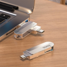 Flash disk 16 GB HOCO 2v1 pro Apple iPad Pro a MacBook - USB-C / USB-A připojení - kovový - stříbrný