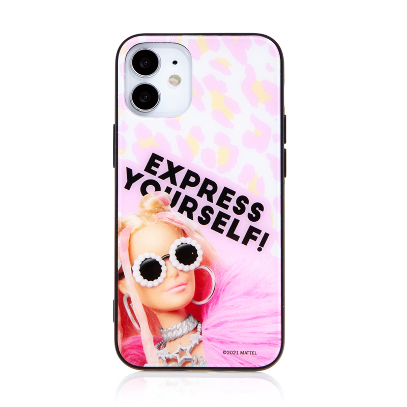 Kryt BARBIE pro Apple iPhone 12 mini - Express Yourself - skleněný - růžový; MTPCBARBIE20505