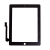 Dotykové sklo (dotyková obrazovka) pre Apple iPad 4.gen. - namontované - Home Button + držiak fotoaparátu - čierne - kvalita A