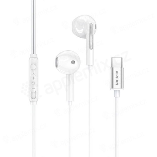 Slucátka VIPFAN pro Apple iPhone / iPad - USB-C - pecky - bílá / stříbrná