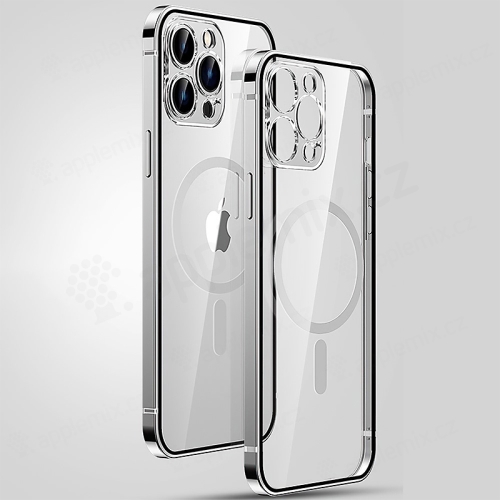 Kryt pro Apple iPhone 14 Pro - podpora MagSafe - pokovený - plastový / gumový - stříbrný