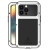 Puzdro LOVE MEI pre Apple iPhone 14 Pro - vonkajšie - kov / silikón / tvrdené sklo - biele