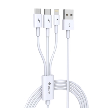 Synchronizační a nabíjecí kabel 3v1 DEVIA - Lightning + Micro USB + USB-C - bílý - 1,2m
