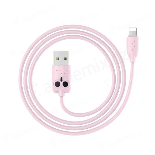 Synchronizačný a nabíjací kábel - Lightning pre zariadenia Apple - Ružový - Sova - 1 m
