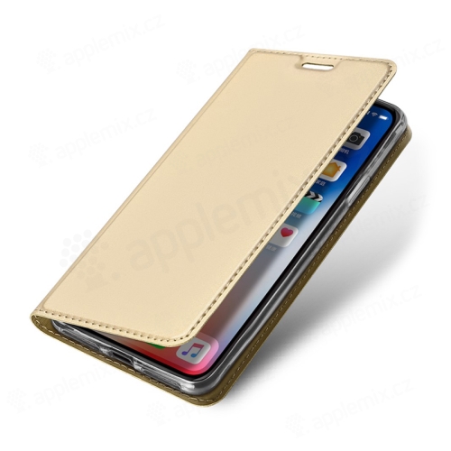 Puzdro DUX DUCIS pre Apple iPhone Xr - stojan + slot na kreditnú kartu - zlaté