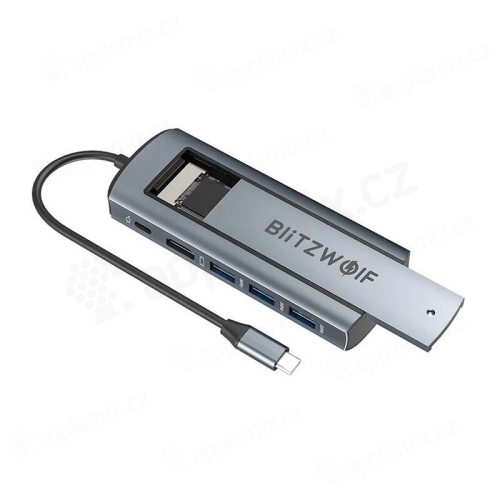Dokovací stanice / hub / M.2 rámeček BLITZWOLF - 3x USB-A / USB-C / HDMI - kovový - šedý