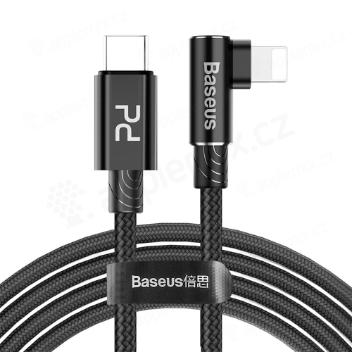 Synchronizační a nabíjecí kabel BASEUS - Lightning pro Apple zařízení - USB-C - tkanička - 1m - lomený - černý
