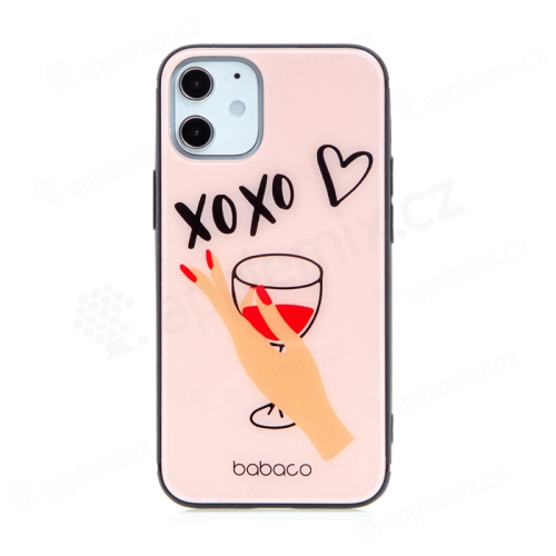 Kryt BABACO pro Apple iPhone 12 mini - XOXO sklenička s vínem - skleněný