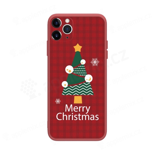 Kryt pro Apple iPhone 12 Pro Max - vánoční - gumový - červený / stromeček