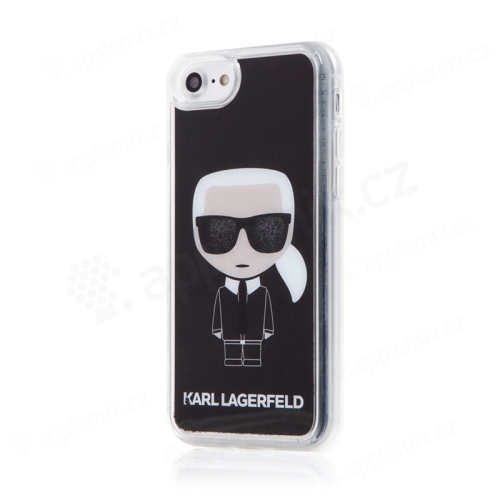 Kryt KARL LAGERFELD pro Apple iPhone 7 / 8 / SE (2020) / SE (2022) - hlava Karla - pohyblivé třpytky - plastový - černý