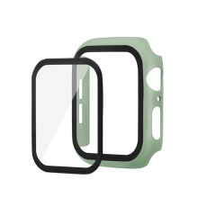 Tvrzené sklo + matný rámeček pro Apple Watch 44mm Series 4 / 5 / 6 / SE - světle zelený