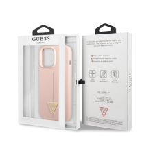 Kryt GUESS Silicone Line Triangle pro Apple iPhone 13 Pro Max - silikonový - růžový