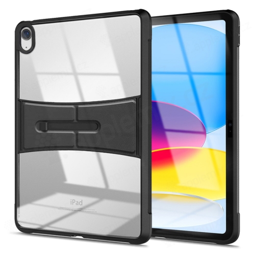 Kryt pre Apple iPad 10 (10,9") - skladací stojan - plast / guma - priehľadný / čierny