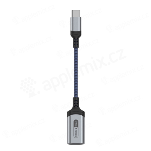 Přepojka / redukce pro Apple iPhone / iPad / Mac - USB-C samec na Lightning samice - pro sluchátka - šedá
