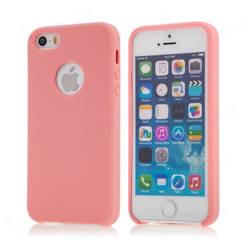 Kryt pro Apple iPhone 5 / 5S / SE - gumový - příjemný na dotek - výřez pro logo - růžový