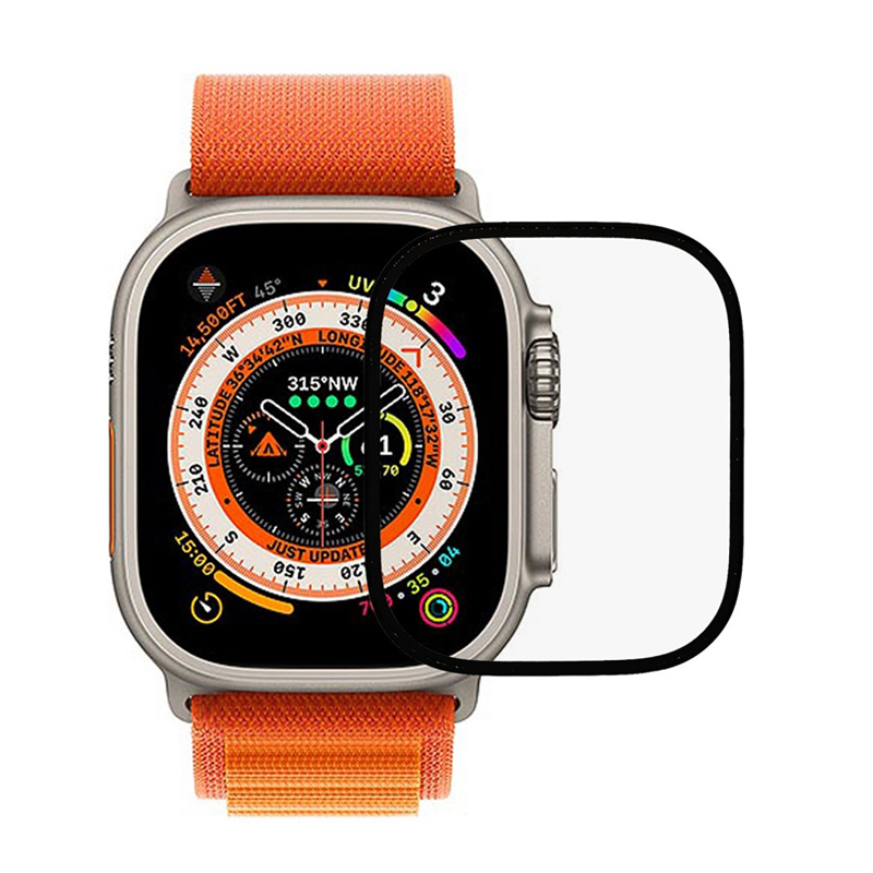 Tvrzené sklo (Tempered Glass) RURIHAI pro Apple Watch Ultra 49mm - černý okraj - 3D