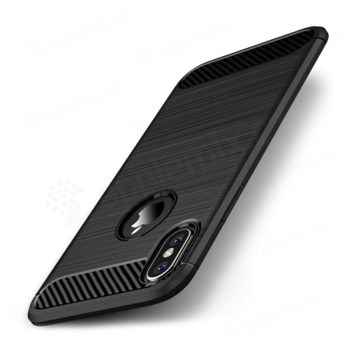 Kryt IPAKY pro Apple iPhone X / Xs - karbonový vzor - gumový - černý