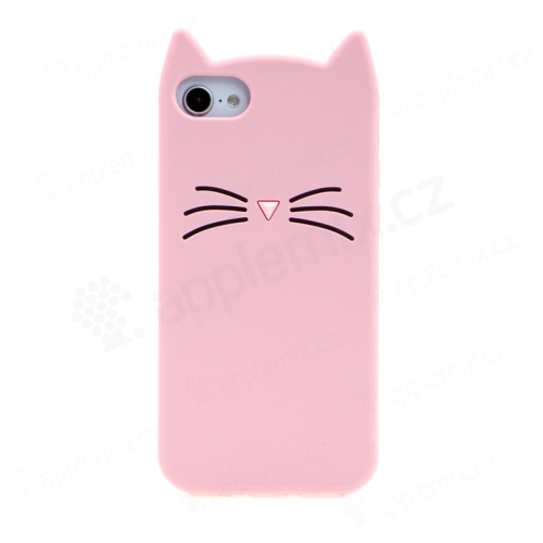 Kryt pro Apple iPhone 7 / 8 / SE (2020 / 2022) - 3D kočička - silikonový - růžový