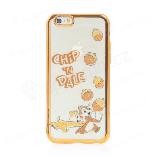 Kryt Disney pro Apple iPhone 6 / 6S - Chip a Dale - gumový - průhledný - zlatý