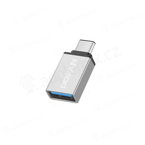 USB-C samec na USB-A 3.0 samica - kov - strieborná
