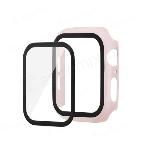 Tvrdené sklo + matný rámik pre Apple Watch 44 mm Series 4 / 5 / 6 / SE - ružové