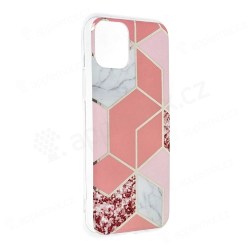 Kryt FORCELL Marble Cosmo pre Apple iPhone 11 - gumový - ružové šesťuholníky