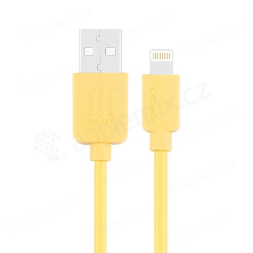 Synchronizačný a nabíjací kábel HAWEEL - Lightning pre zariadenia Apple - žltý - 1 m
