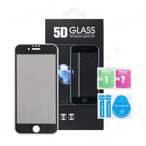 Tvrzené sklo (Tempered Glass) "5D" pro Apple iPhone 7 / 8 - 2,5D - černý rámeček - privacy - 0,3mm