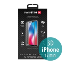 Tvrzené sklo (Tempered Glass) SWISSTEN pro Apple iPhone 12 mini - 3D - černý rámeček - 0,3mm