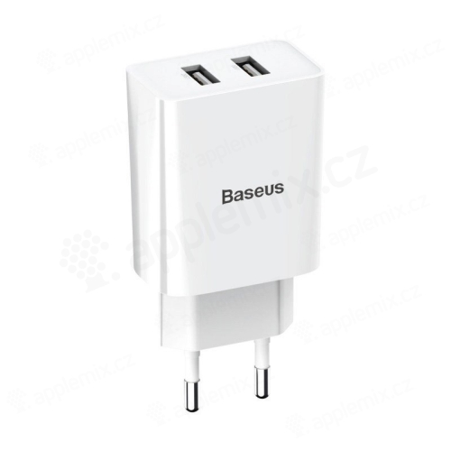 Nabíječka / EU napájecí adaptér BASEUS - 2x USB - 10,5W - bílý