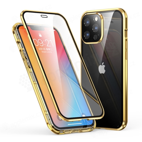 Kryt LUPHIE pre Apple iPhone 13 Pro - 360° ochrana - kov / sklo - zlatý