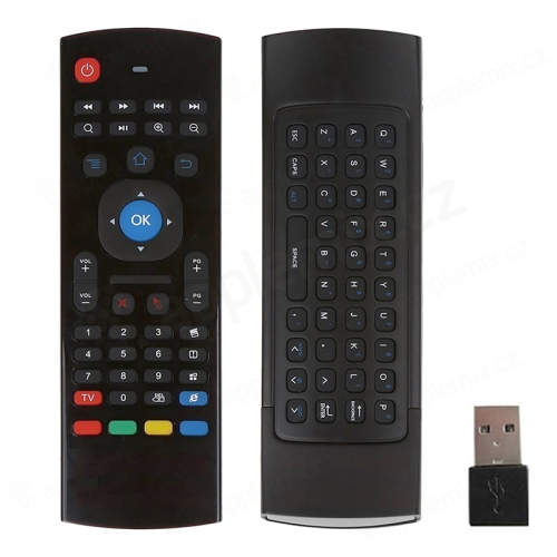 Dálkový ovladač k TV / Air Mouse myš + klávesnice - USB-A modul - 2x AA baterie