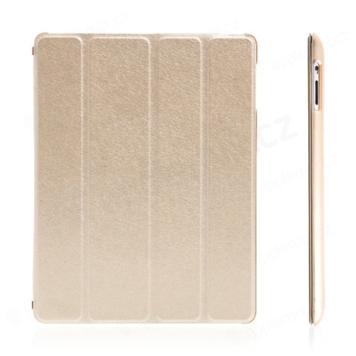 Pouzdro + Smart Cover pro Apple iPad 2. / 3. / 4.gen. - champagne průhledné - elegantní textura