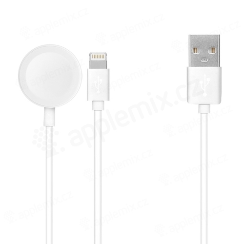 Synchronizačný a nabíjací kábel 2v1 - USB-A / Lightning pre Apple iPhone / iPad + Apple Watch - 1 m - Biely