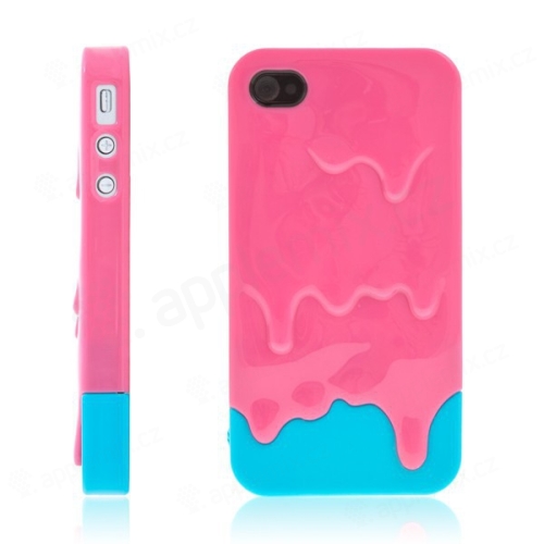 Plastový kryt pro Apple iPhone 4 / 4S - tající zmrzlina - růžovo-modrý