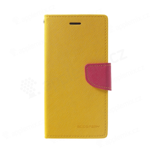 Pouzdro Mercury Fancy Diary pro Apple iPhone Xr - stojánek a prostor na doklady - žluté / růžové