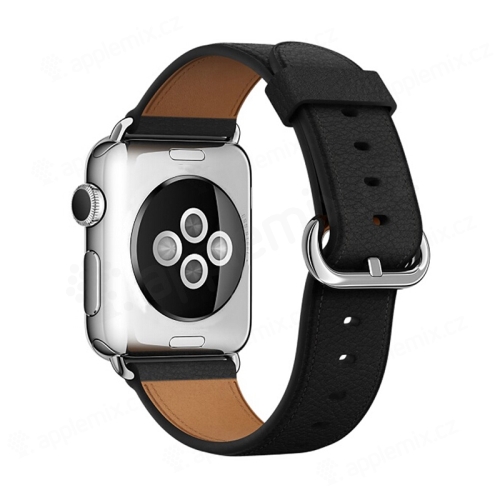Remienok pre Apple Ultra 49 mm / Watch 4 / 5 / 6 / SE / 42 mm 1 / 2 / 3 - kožený - čierny